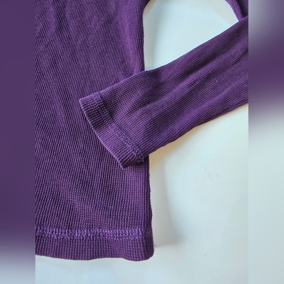 Chaps Aztec Print Womens Thermal Henley Tee S Purple - Picture 5 of 7